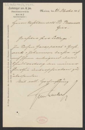 Brief an Carl Brenner : 21.11.1896