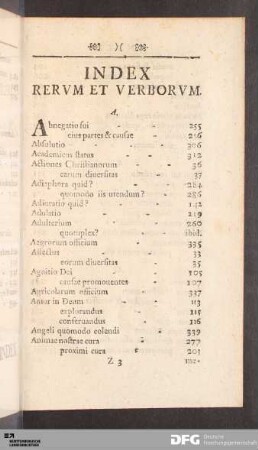 Index Rerum et Verborum.