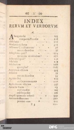 Index Rerum et Verborum.