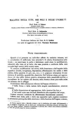 I. Malattie della cute, dei peli e delle unghie