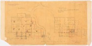 Herrenhaus, Koschpendorf Erweiterung: Grundrisse von Erdgeschoss und Dachgeschoss, Maßstabsleiste