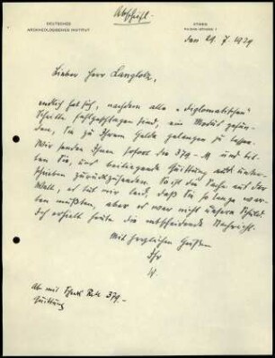 W. Wrede an E. Langlotz