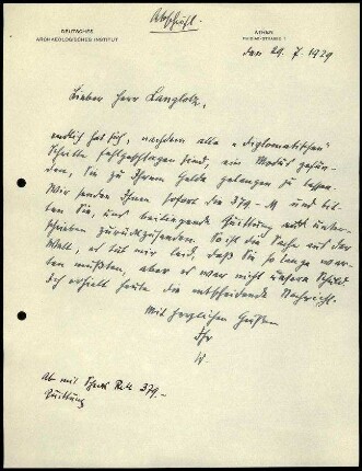 W. Wrede an E. Langlotz