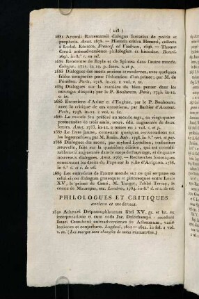 128-144, Philologues Et Critiques anciens et modernes. - Épistolaires.