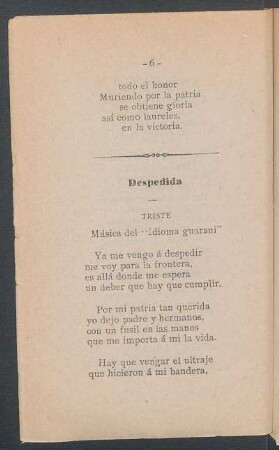 Despedida : Triste. - Música del "idioma guaraní".