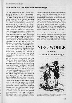 Niko Wöhlk und der Apenrader Wandervogel