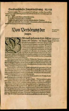 Von Verhörung der Zeugen.
