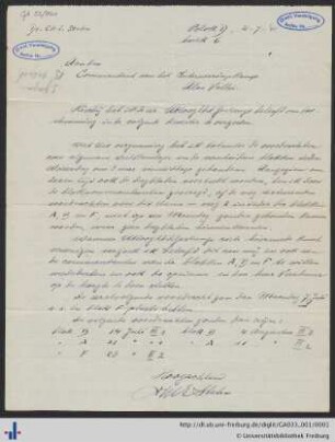 Brief von Edgar Stehn an Kommandant des Internierungslagers Alas Vallei (GA 33/1)
