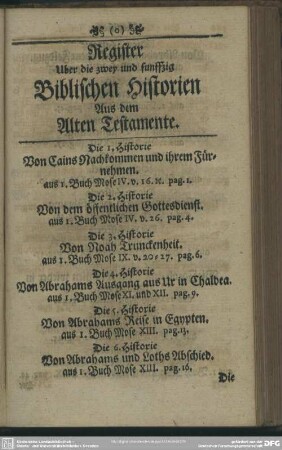 Register Uber die zwey und funffzig Biblischen Historien aus dem Alten Testamente