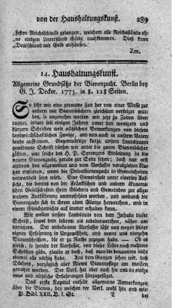 Allgemeine Grundsätze der Bienenzucht.