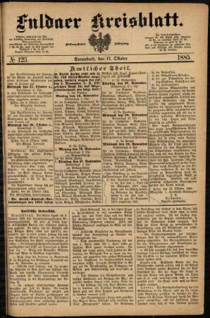 Ausgabe vom Samstag, den 17. Oktober 1885.