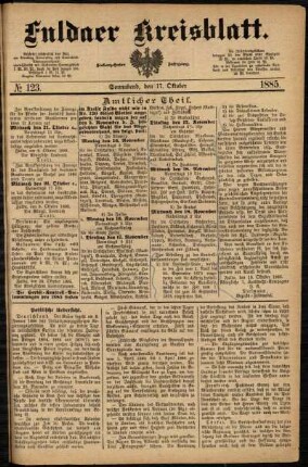 Ausgabe vom Samstag, den 17. Oktober 1885.