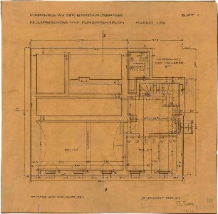 Fischer, Theodor; Stuttgart; Erlöserkirche - Grundriss Keller, Fundamentplan