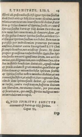Quod Spiritus Sanctus communis est Patris et Filii spiritus. Caput VI.