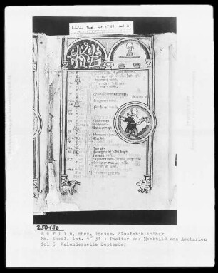 Psalter der Mechthild von Anhalt — Kalenderseite September, Folio 5recto