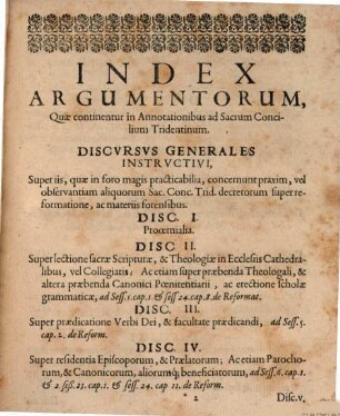 Annotationes practicae ad sacrum Concilium Tridentinum, in rebus concernentibus Reformationem, et forensia