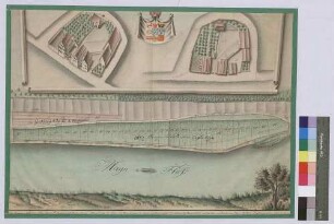 [Geometrischer Grundriss über die sog. Hofwiese und einen anstoßenden Kleeacker am Main oberhalb des Dorfs Hafenlohr] (Inselkarte)