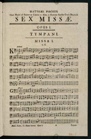 1-8, Sex Missae. Opus I. Tympani.