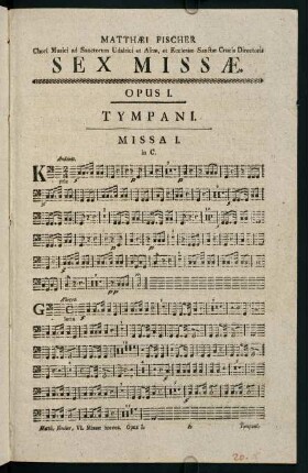 1-8, Sex Missae. Opus I. Tympani.