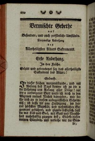 Vermischte Gebethe auf Besondere, und auch persönliche Umstände