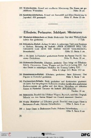 Elfenbein, Perlmutter, Schildpatt, Miniaturen (Nr. 297-327)