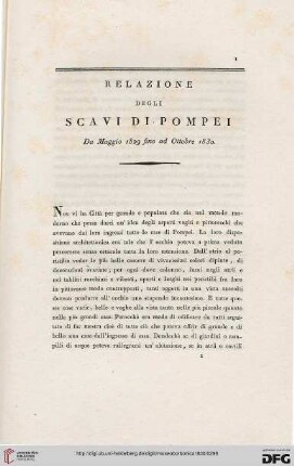 6: Relazione degli scavi di Pompei da Maggio 1829 fino ad Ottobre 1830