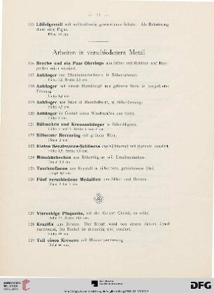 Arbeiten in verschiedenem Metall (Nr. 116-173)