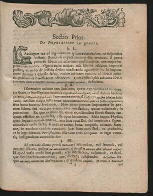 Sectio Prior. De Imputatione in genere
