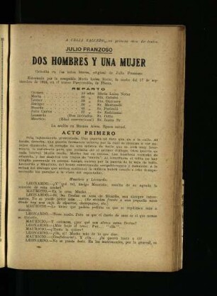 Dos hombres y una mujer : comedia en dos actos breves