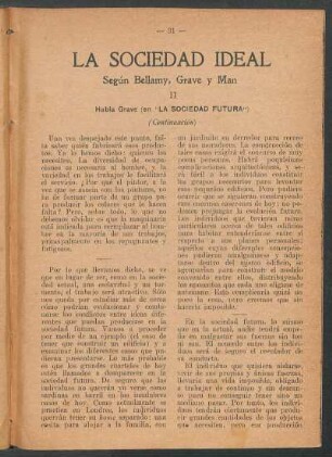 La sociedad ideal : II - Habla Grave (en "La Sociedad Futura") - (Continuación)