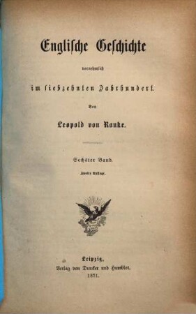 Englische Geschichte vornehmlich im siebzehnten Jahrhundert, 6
