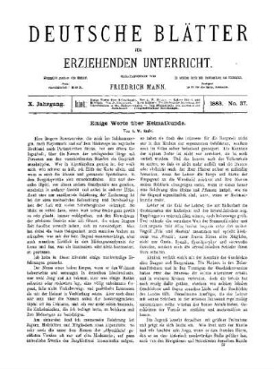 Einige Worte über Heimatkunde