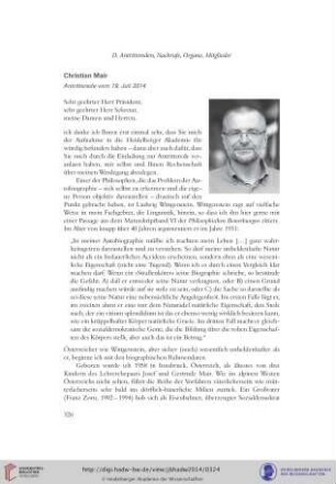 Christian Mair : Antrittsrede vom 19. Juli 2014