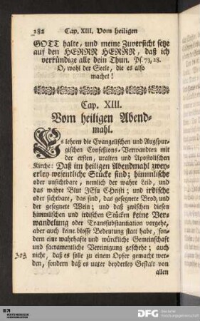 Cap. XIII. Vom heiligen Abendmahl.
