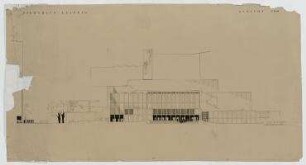Eingeladener Wettbewerb Opernhaus (nicht realisiert) – Frontalansicht. Leipzig, Augustusplatz