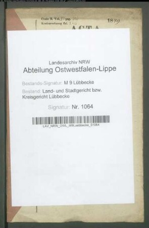 Erblasser: Rodenbeck, Charlotte Louise, geb. Mastbaum: