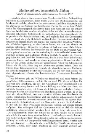 Mathematik und humanistische Bildung