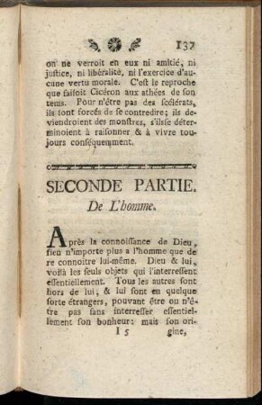 Seconde Partie. De L'homme.