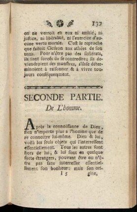 Seconde Partie. De L'homme.