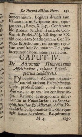 Caput IV. De Actionum Humanarum Affectionibus, ratione Principiorum consideratis.