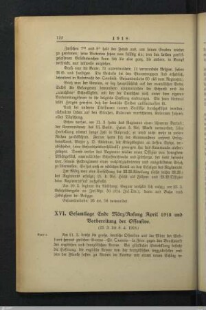 XVI. Gesamtlage Ende März/ Anfang April 1918 und Vorbereitung der Offensive
