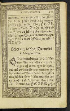 Gebet zu zeit des Donners und ungewitters.
