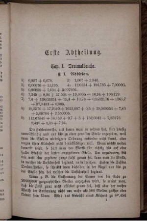 Capitel I. Decimalbrüche.