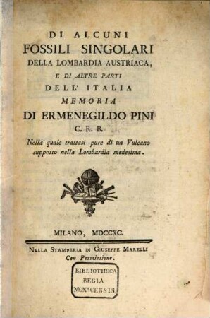 Di alcuni fossili singolari della Lombardia Austriaca
