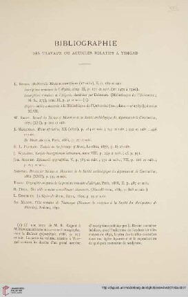 Bibliographie des travaux ou articles relatifs a Timgad