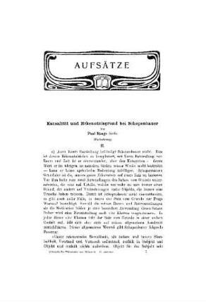 Kausalität und Erkenntnisgrund bei Schopenhauer : (Fortsetzung)