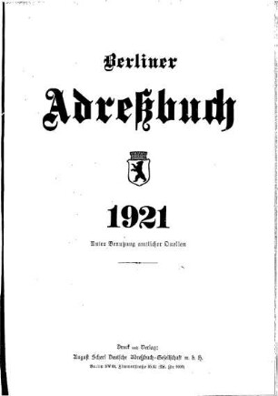 Berliner Adreßbuch 1921