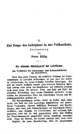 Zur Frage des Lehrplans in der Volksschule : Fortsetzung