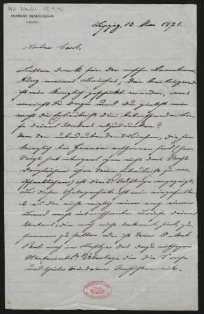 Brief an Carl Mendelssohn Bartholdy : 13.05.1871