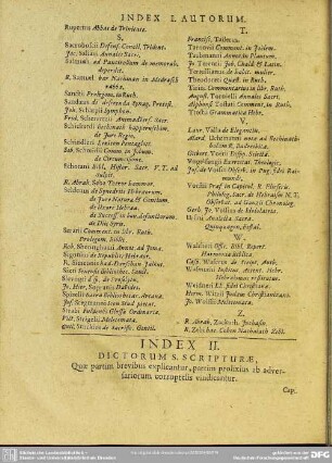 Index II. Dictorum S. Scripturae, Quae partim brevibus explicantur, partim prolixius ab adversariorum corruptelis vindicantur